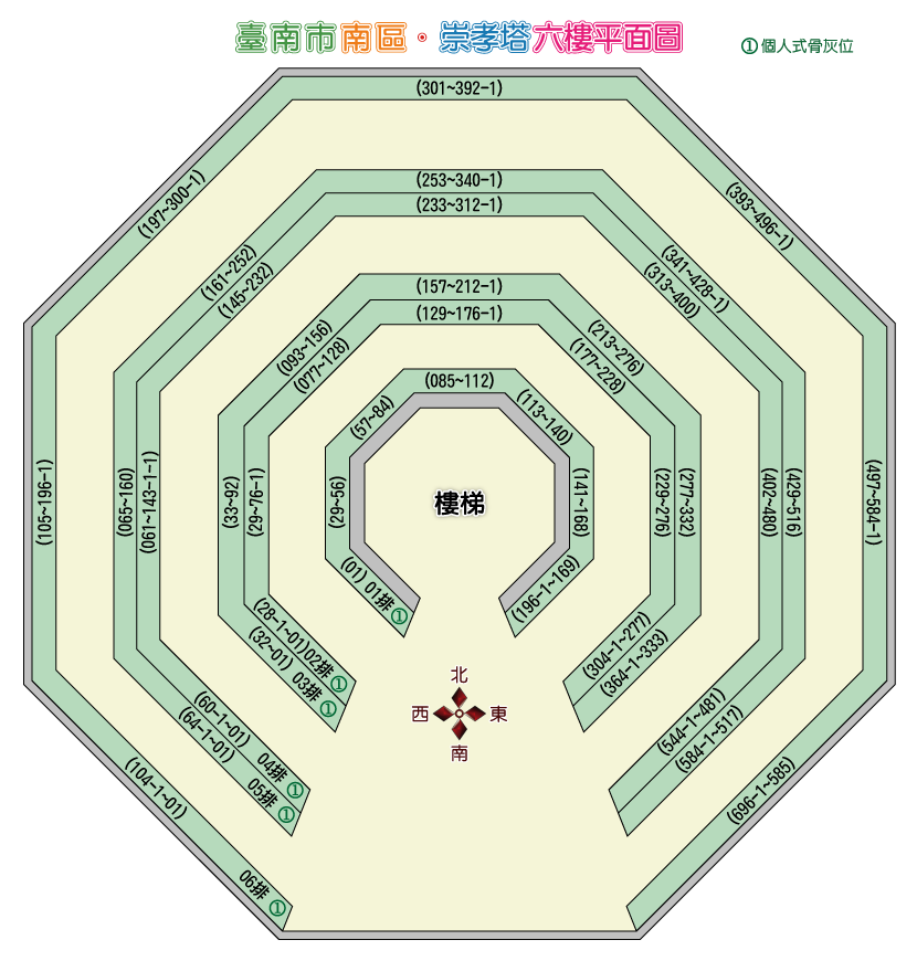 臺南殯葬所崇孝塔六樓平面圖