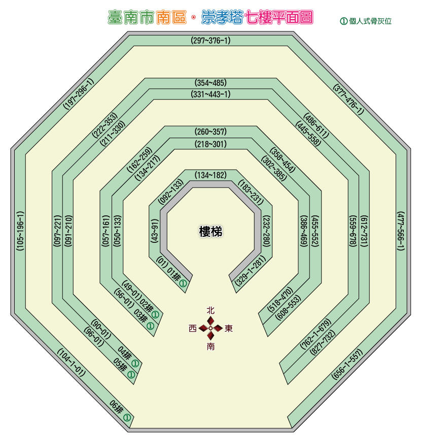 臺南殯葬所崇孝塔七樓平面圖